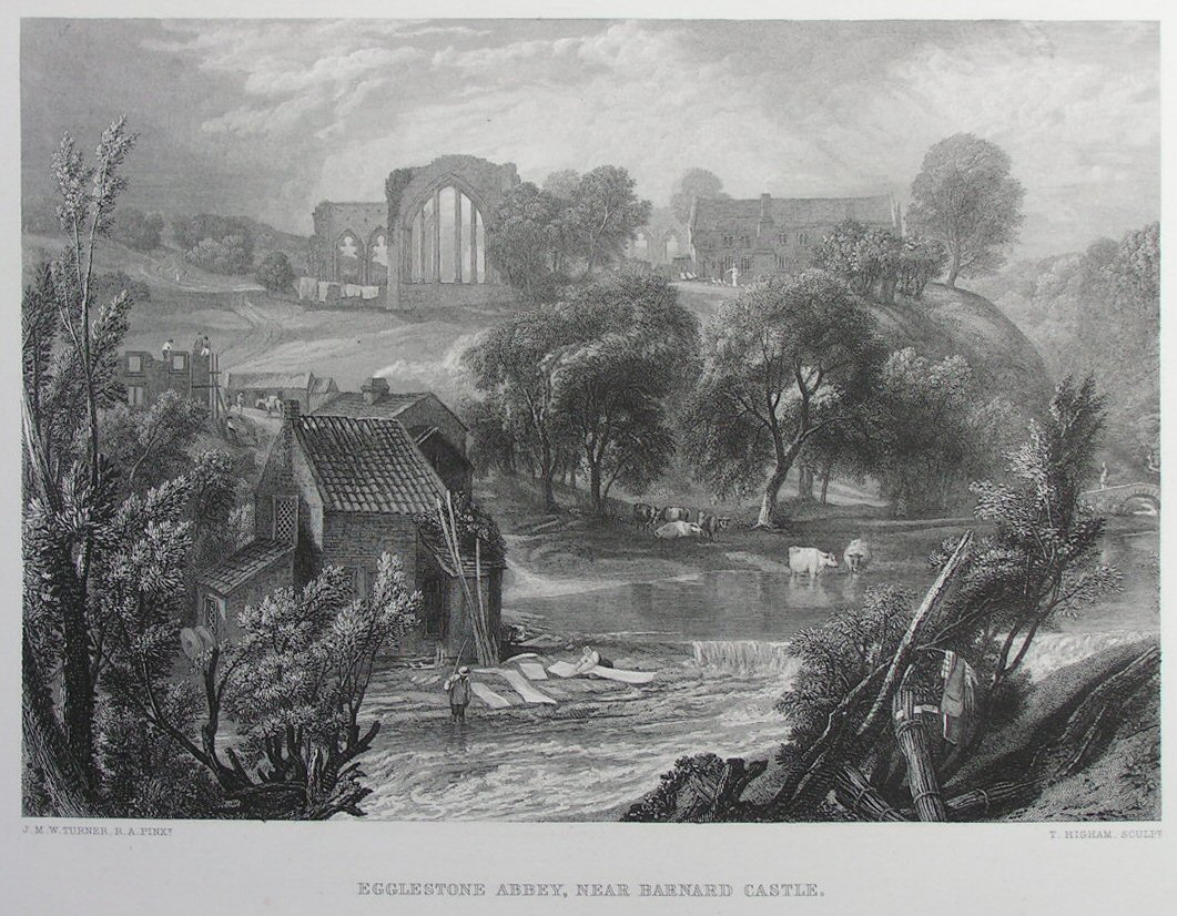 Print - Egglestone Abbey, near Barnard Castle. - Higham